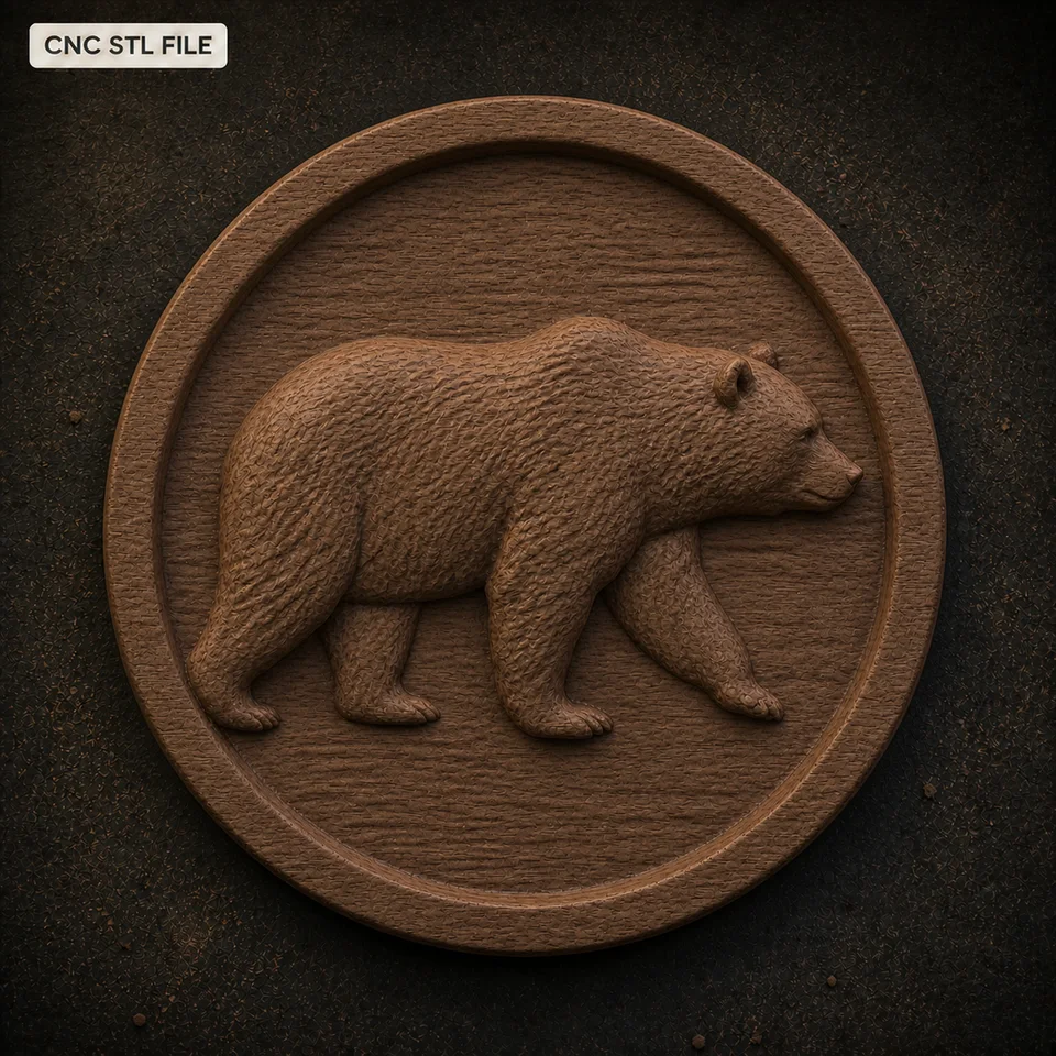 Walking Bear Medallion CNC